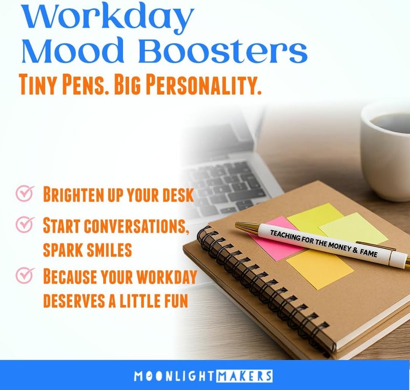 Moonlight Makers - Set of 5 Ballpoint Pens Black Ink- Engraved Funny Pens for Adults - Dumpster Fire Response Team Adult Gifts - Ideal Desk Decor for Work & Office Desk - Cute Packaging, Handy Clips - Image 5